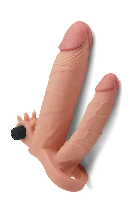 Penis sleeve for double penetration with vibration