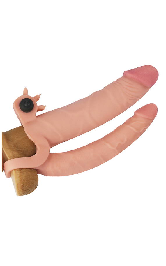 Penis sleeve for double penetration with vibration