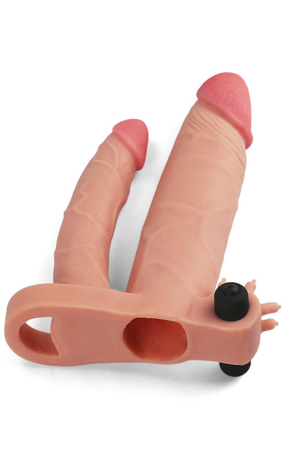 Penis sleeve for double penetration with vibration