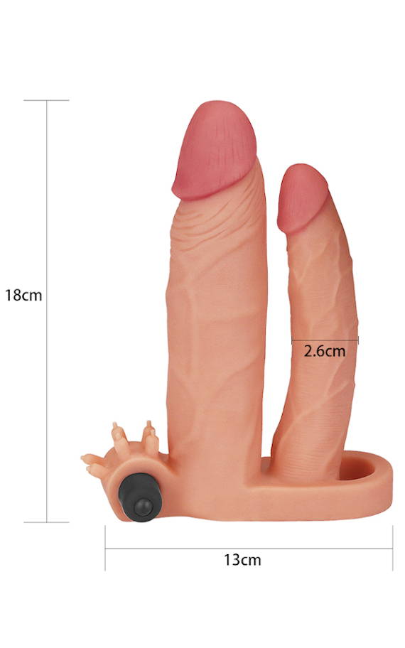 Penis sleeve for double penetration with vibration