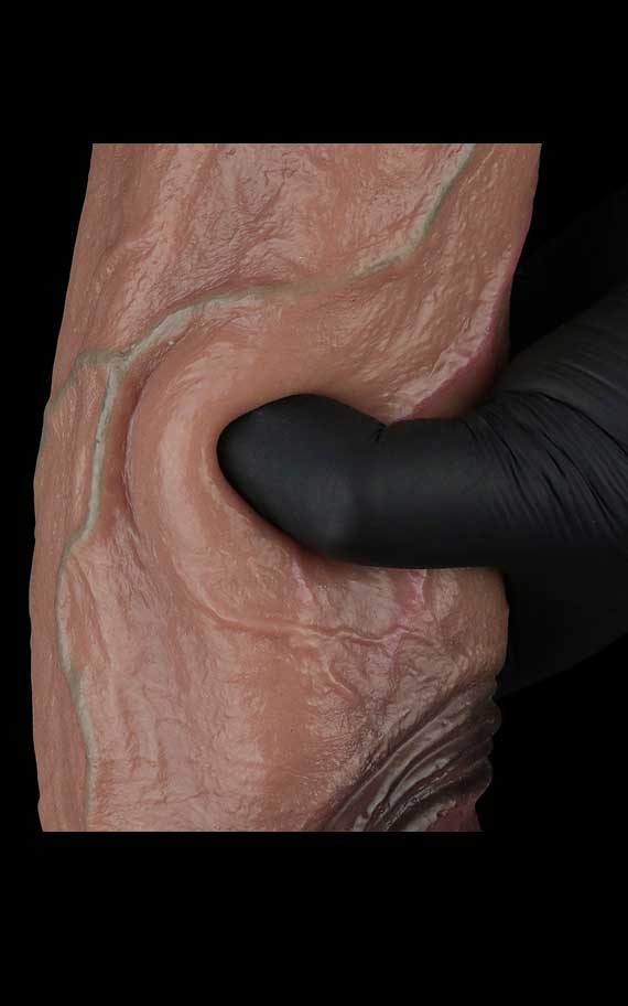 Large realistic dildo with bulging veins